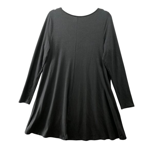 Express Long Sleeve T Shirt Dress Womens XL Black V-Neck Modal Blend Mini - Picture 2 of 8